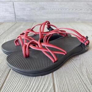 Chaco Women's Strappy Sandals Stylish Hiking Camping Outdoors - Black & Red W10